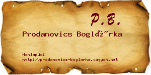 Prodanovics Boglárka névjegykártya