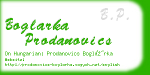 boglarka prodanovics business card